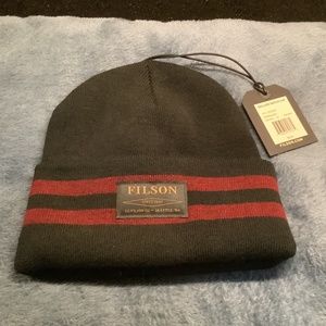 FILSON Ballard Watch Cap Knit Beanie - Black and Red